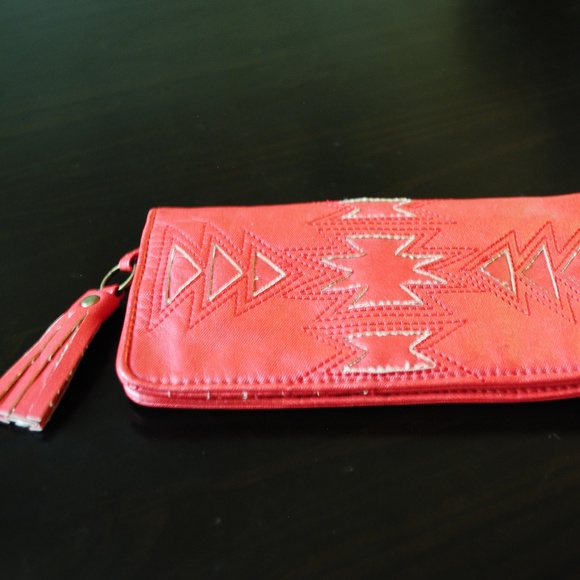 Handbags - Orange Geometric Tassel Wallet